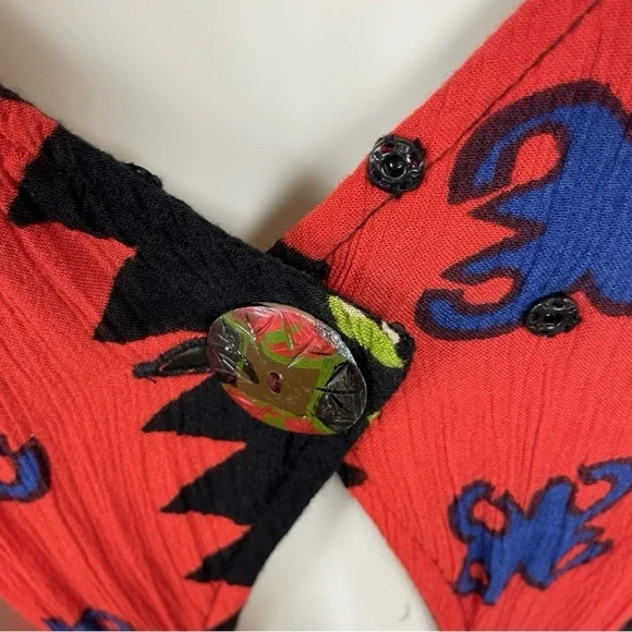 90’s Crinkle Crepe Maxi Dress – Boho Tribal Print Open Back - Picture 2 of 11